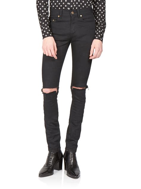 ysl distressed chain embelish denim|Saint Laurent Jeans for Men .